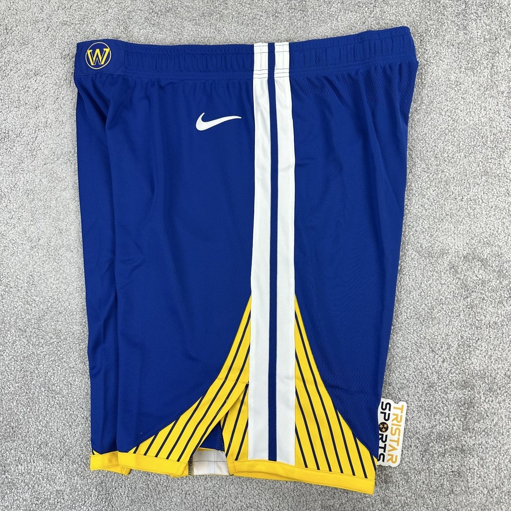 Golden State Warriors Shorts Mens XXL 44 +2 Blue Yellow Basketball Nike Dri Fit